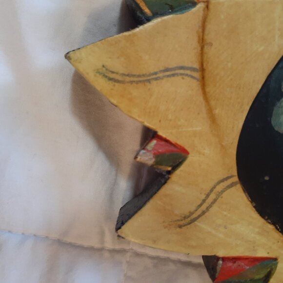 Vintage Wooden Sun and Moon Mirror - Picture 5 of 9